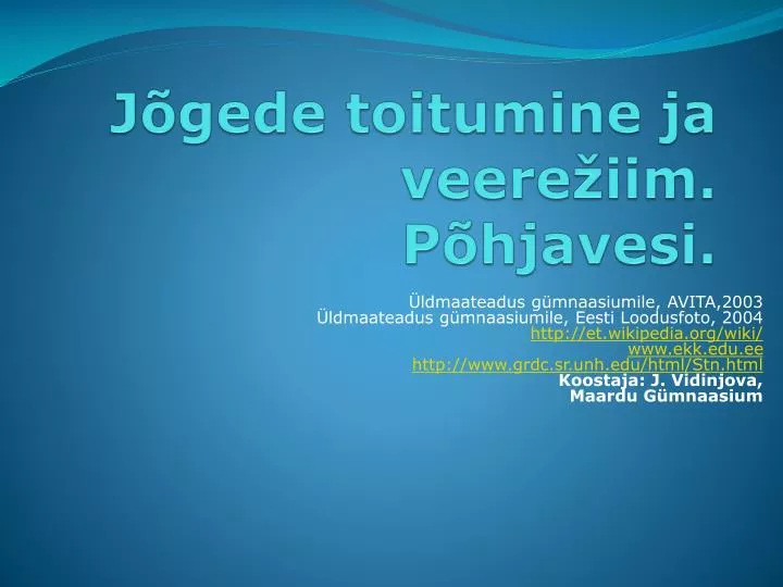 j gede toitumine ja veere iim p hjavesi