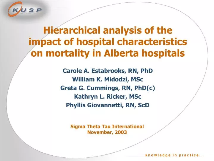 hierarchical analysis of the impact of hospital characteristics on mortality in alberta hospitals