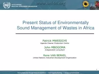 Present Status of Environmentally Sound Management of Wastes in Africa