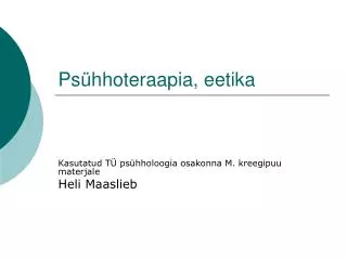 ps hhoteraapia eetika