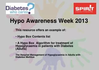 Hypo Awareness Week 2013