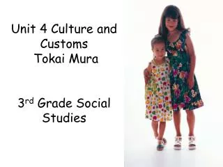 Unit 4 Culture and Customs Tokai Mura 3 rd Grade Social Studies