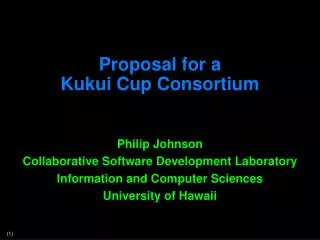 Proposal for a Kukui Cup Consortium