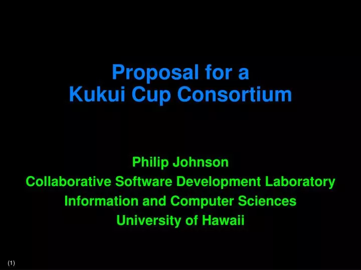 proposal for a kukui cup consortium