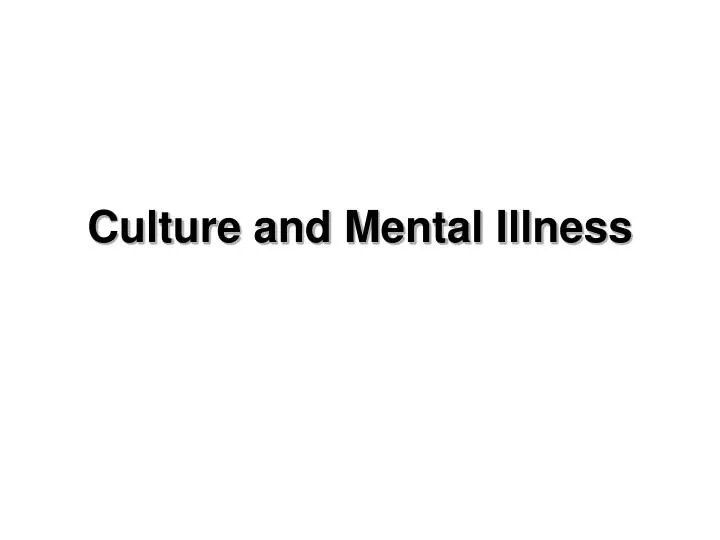 culture and mental illness