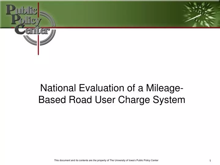 national evaluation of a mileage based road user charge system