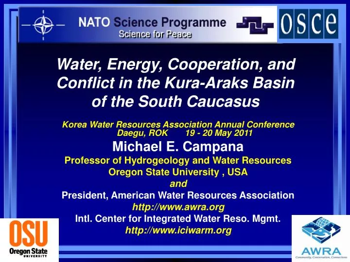 water energy cooperation and conflict in the kura araks basin of the south caucasus