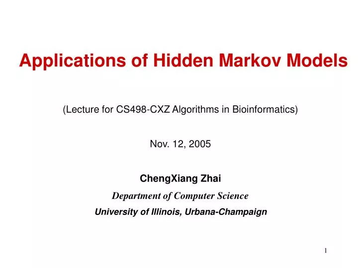 applications of hidden markov models