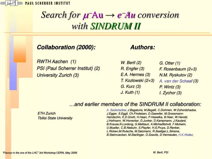 search for m au e au conversion with sindrum ii