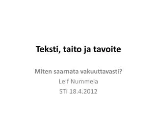 teksti taito ja tavoite