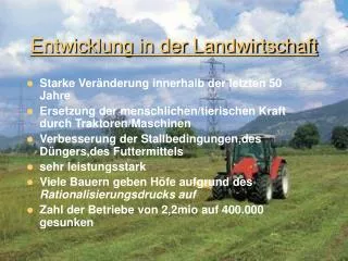 entwicklung in der landwirtschaft