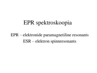 epr spektroskoopia