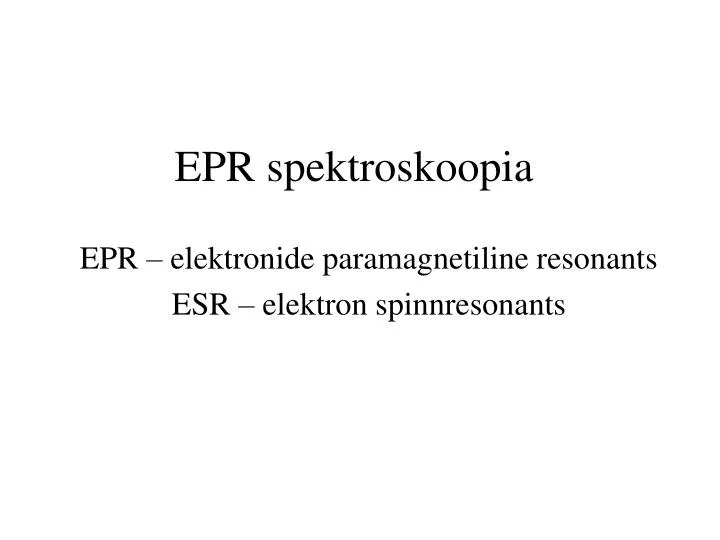 epr spektroskoopia