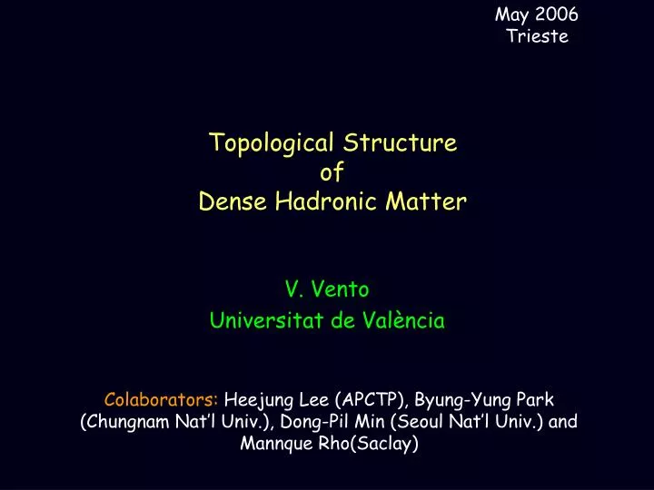 topological structure of dense hadronic matter