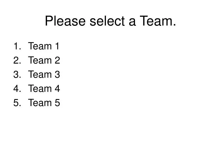 please select a team