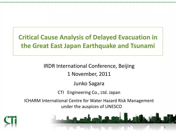 critical cause analysis of delayed evacuation in the great east japan earthquake and tsunami