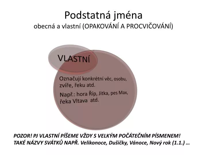 podstatn jm na obecn a vlastn opakov n a procvi ov n