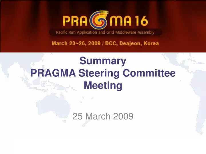 summary pragma steering committee meeting