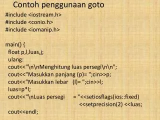 contoh penggunaan goto