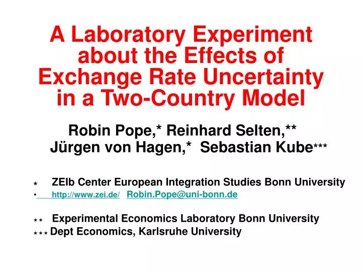 a laboratory experiment about the effects of exchange rate uncertainty in a two country model