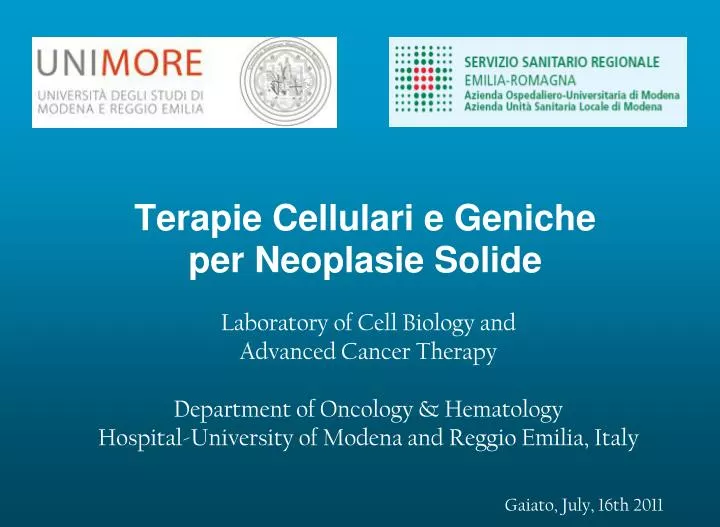 terapie cellulari e geniche per neoplasie solide