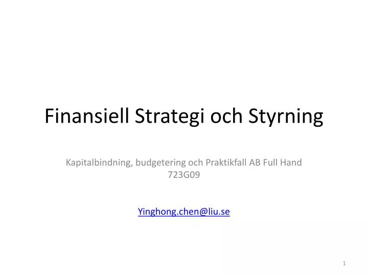 finansiell strategi och styrning