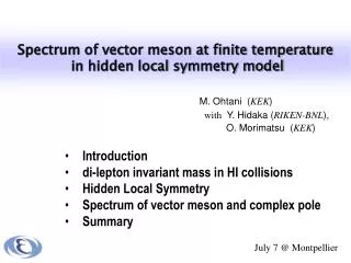 Spectrum of vector meson at finite temperature in hidden local symmetry model