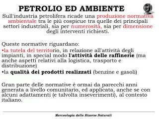 petrolio ed ambiente