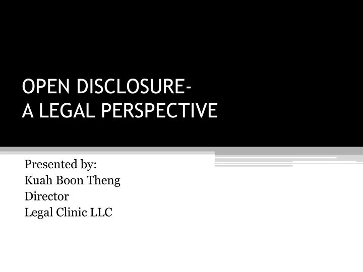 open disclosure a legal perspective