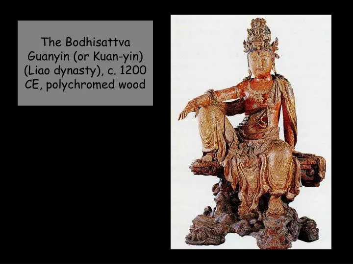 the bodhisattva guanyin or kuan yin liao dynasty c 1200 ce polychromed wood