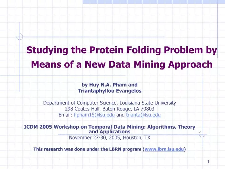 studying the protein folding problem by means of a new data mining approach