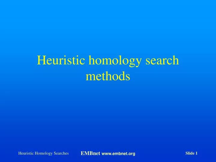 heuristic homology search methods