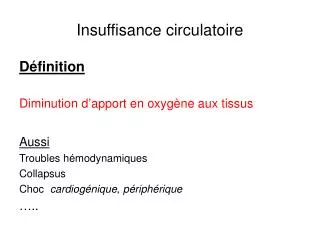 insuffisance circulatoire