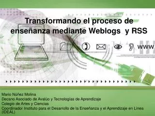 transformando el proceso de ense anza mediante weblogs y rss
