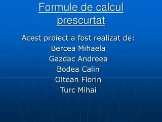 formule de calcul prescurtat