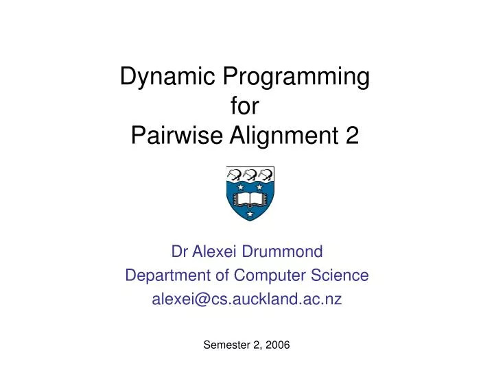 dynamic programming for pairwise alignment 2