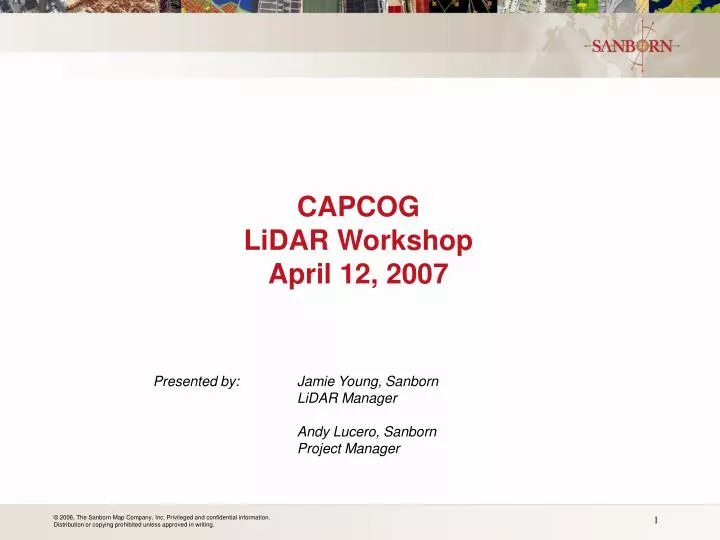 capcog lidar workshop april 12 2007