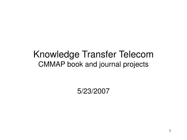 knowledge transfer telecom cmmap book and journal projects