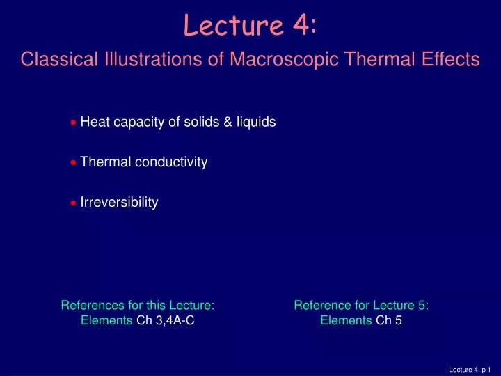 lecture 4 classical illustrations of macroscopic thermal effects