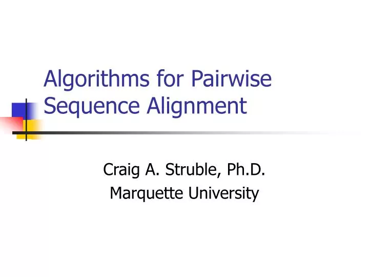 algorithms for pairwise sequence alignment
