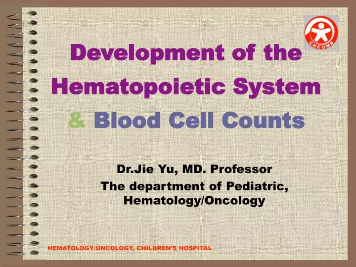 development of the hematopoietic system blood cell counts