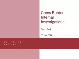 Cross Border Internal Investigations