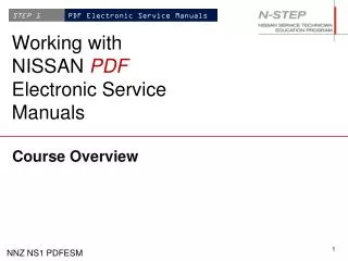 Working with NISSAN PDF Electronic Service Manuals