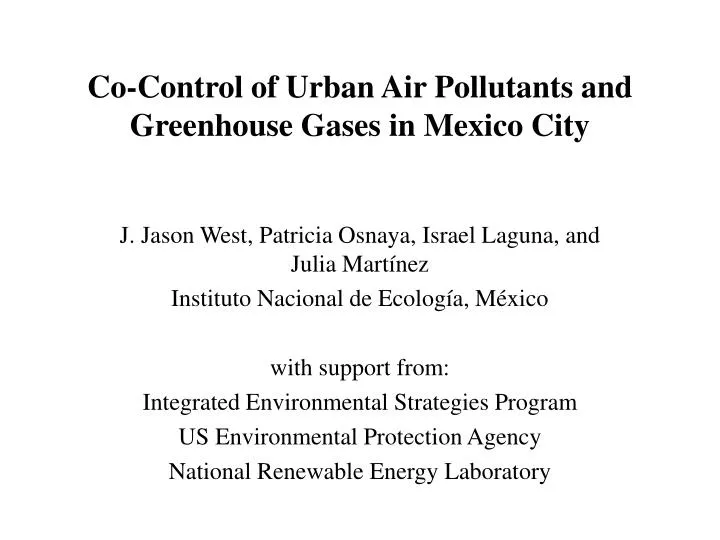 co control of urban air pollutants and greenhouse gases in mexico city