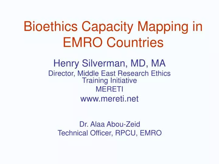 bioethics capacity mapping in emro countries