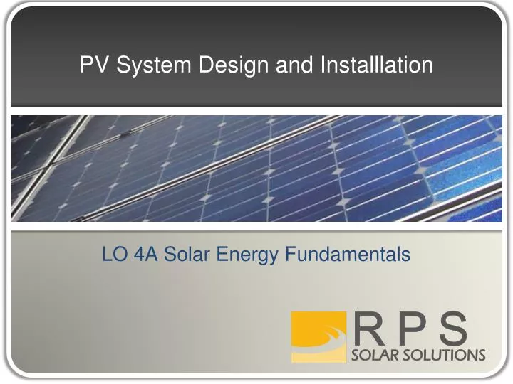 pv system design and installlation