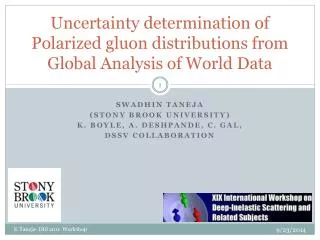 Uncertainty determination of Polarized gluon distributions from Global Analysis of World Data