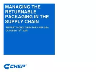 MANAGING THE RETURNABLE PACKAGING IN THE SUPPLY CHAIN