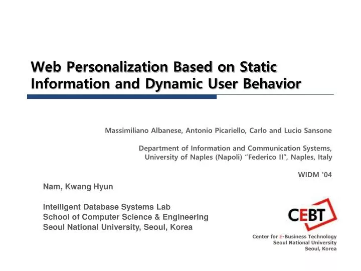 web personalization based on static information and dynamic user behavior