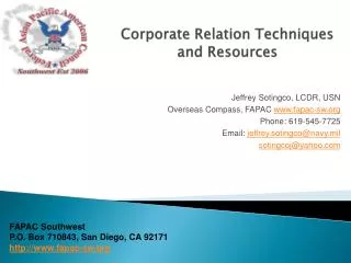 Corporate Relation Techniques and Resources